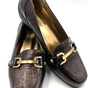 Ann Klein Bronze Alligator Skin Loafers Size 7